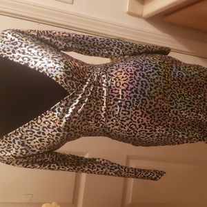 M-Matty Metallic Rainbow Leapord print Dress😍